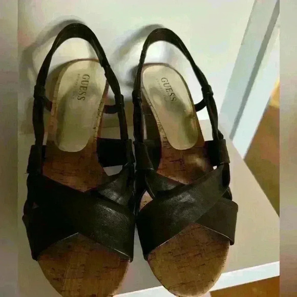 GUESS Mocha Wedge Slingback Shoes - Picture 2 of 8